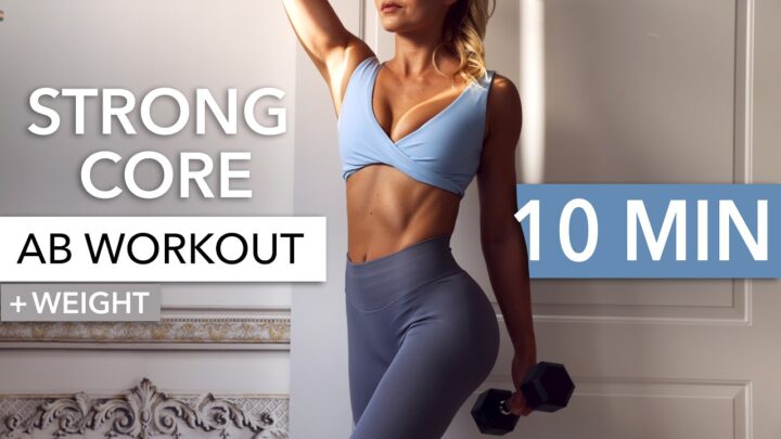 10 MIN STRONG CORE – AB WORKOUT + WEIGHT – floor only, fun & special exercises